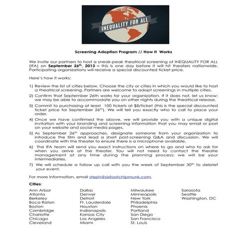 Inequality for All Early Adoption Program