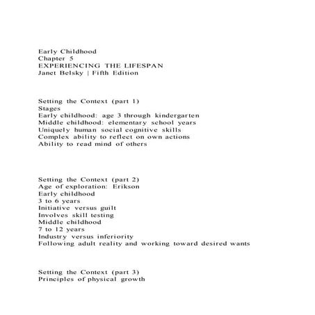 Early childhood chapter 5experiencing the lifespan janet bel