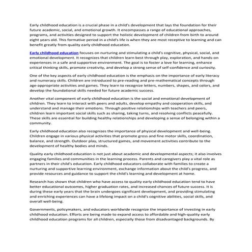 Building a Strong Foundation: Early Childhood Education for Success