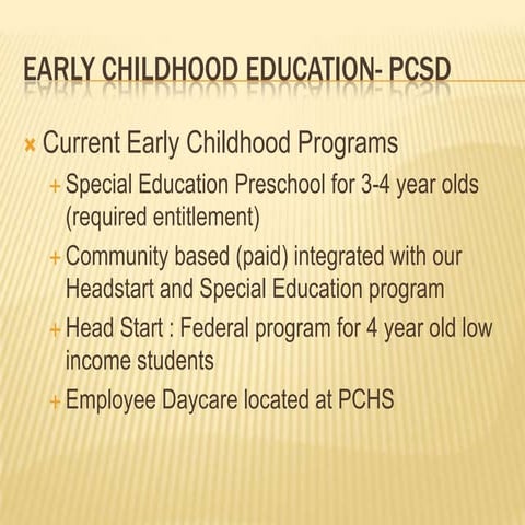 Early Childhood Education at PCSD | PPT