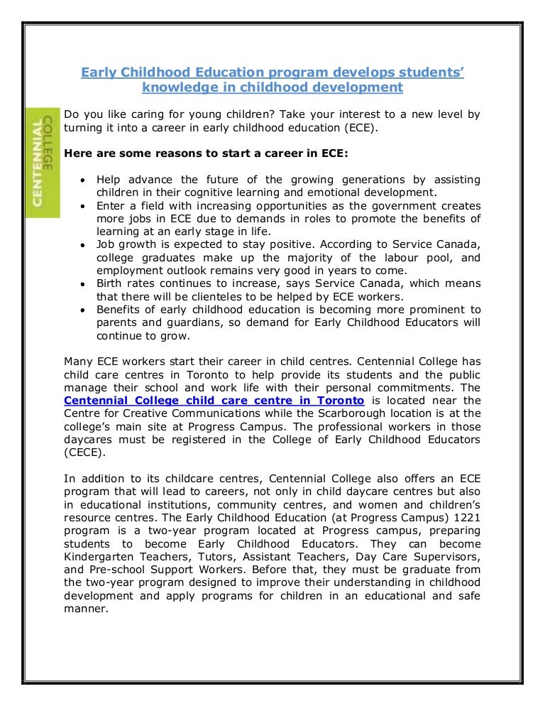 Early childhood education program develops students knowledge in chil…