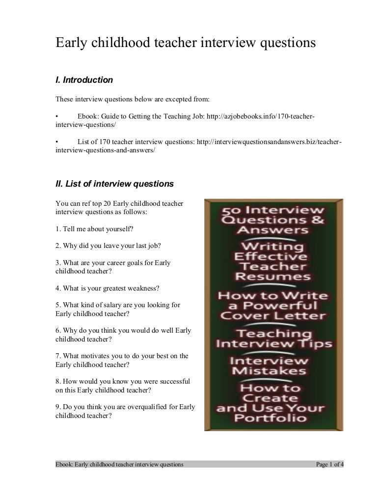 preschool teacher interview questions answers