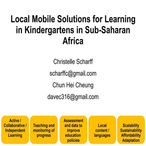 Local Mobile Solutions for Learning in Kindergartens in Sub-Saharan Africa