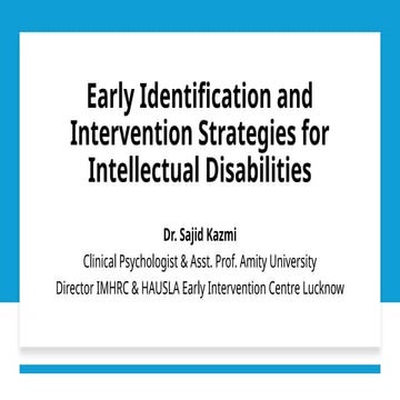 Early Identification and Interevention Strategies for Intellectual Disability
