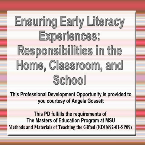 Early literacy ppt