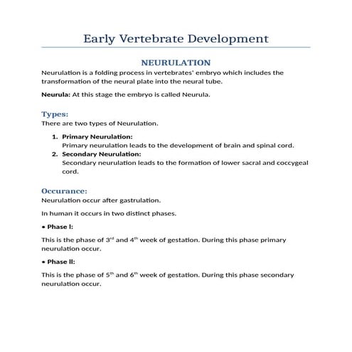 Early Vertebrate Development, NEURULATION, ECTODERM, MESODERM, ENDODERM.docx