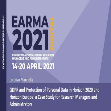 GDPR and personal data protection in EU research projects