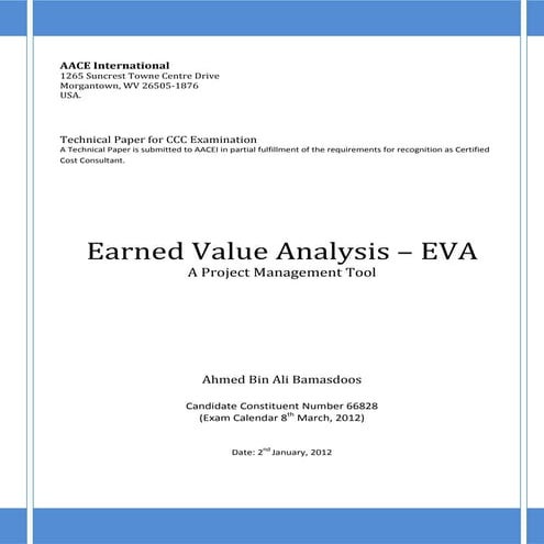 Earned Value Analysis - EVA