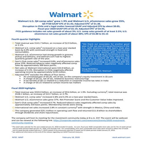 Walmart Q4 FY20 Earnings | PDF