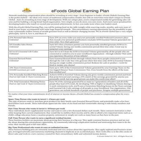 Earning Summary  Efoods