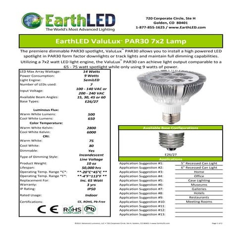 EarthLED ValuLux™ PAR30 7x2 Lamp