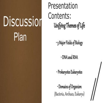 EARTH AND LIFE SCIENCE Unifying Themes Of Life