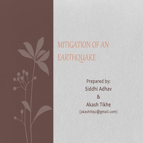 Mitigation of an Earthquake