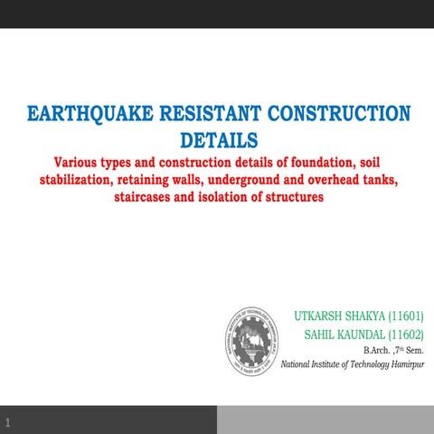 Earthquake Resistant Design Techniques