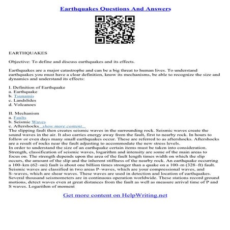Earthquake Essays | PDF