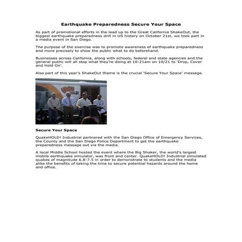 Earthquake Preparedness Secure Your Space