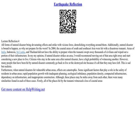 Earthquake Reflection