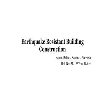 Earthquake Resistant Building Construction