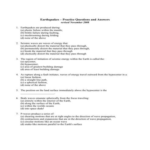 Test Earthquakes.pdf questions on earthquake
