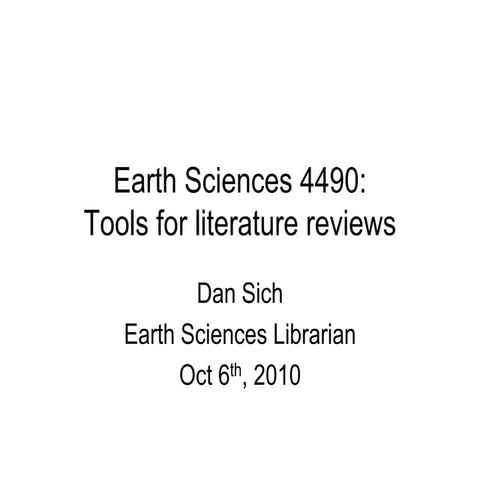 Earth Sciences 4490: Tools for literature reviews