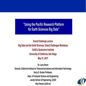 Using the Pacific Research Platform for Earth Sciences Big Data