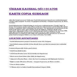 Earth sec 112 gurgaon resale 981191...