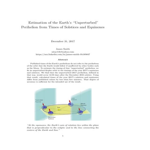 Estimation of the Earth's "Unperturbed" Perihelion from Times of Solstices an...