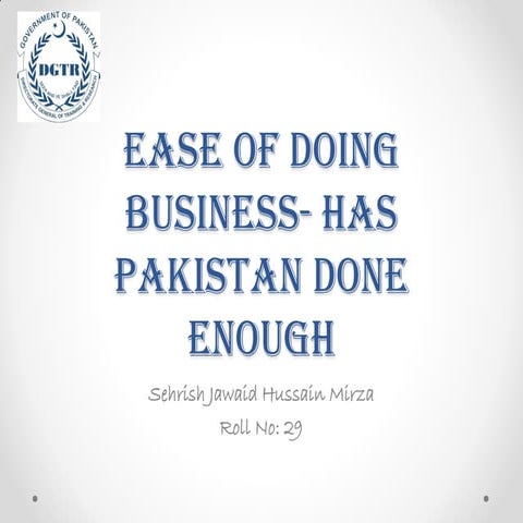 Ease of doing business has pakistan done enough | PDF