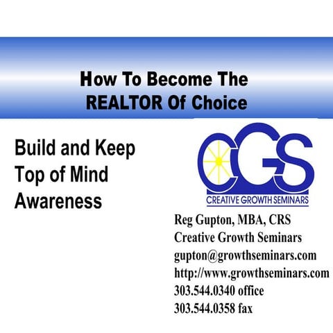 Easily create TOMA:  How to become the REALTOR of choice.