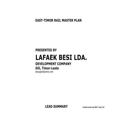 East timor rail master plan slsh