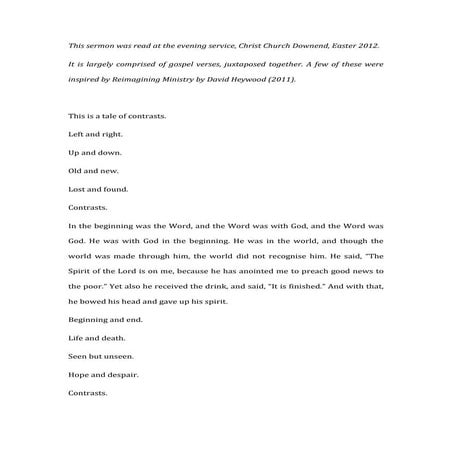 Contrasts: the story of Easter