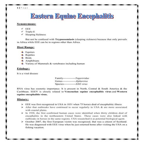 Eastern equine encephalitis (eee)