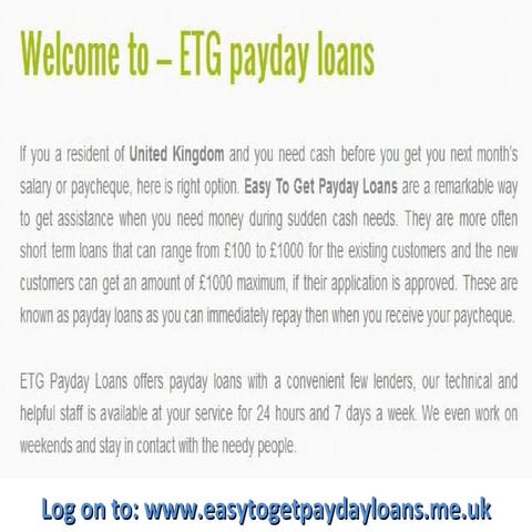 Easy To Get Payday Loans - London, UK