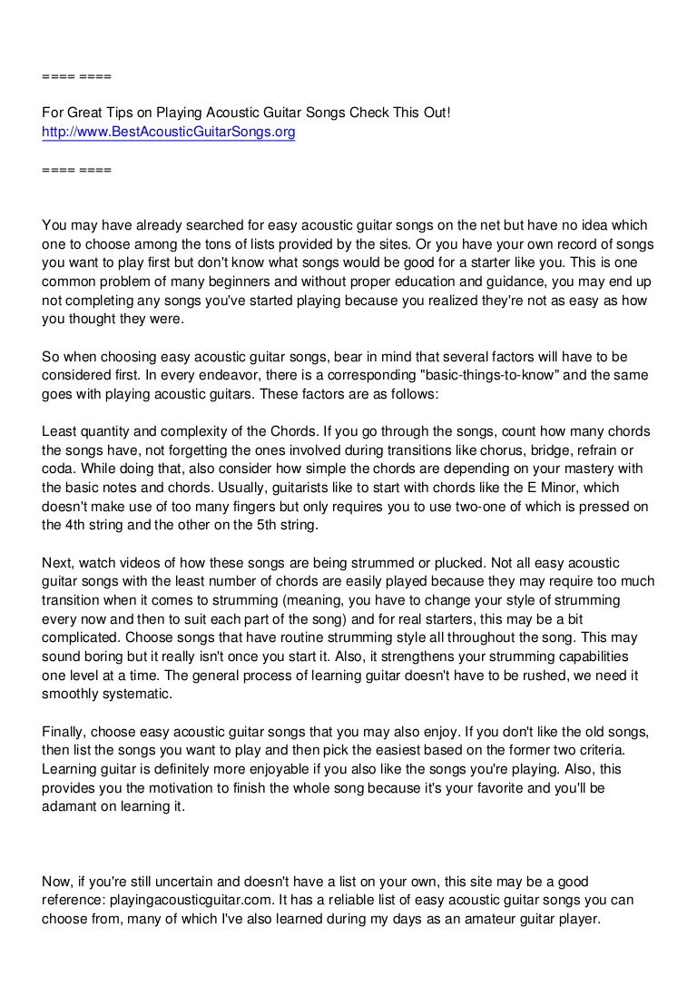 Easy Acoustic Guitar Songs