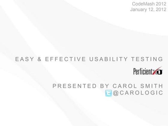 Easy & Effective Usability Testing at CodeMash 2012