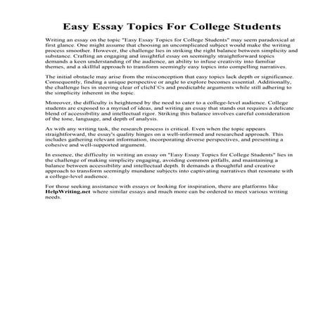 Easy Essay Topics For College Students.pdf