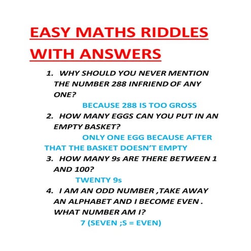 Easy maths riddles with answers
