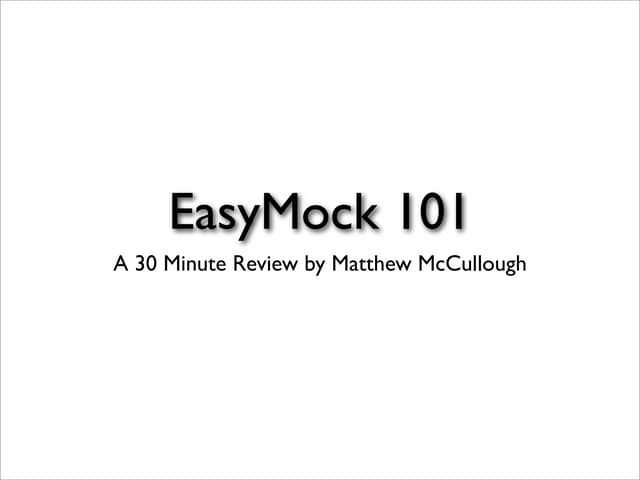 EasyMock 101