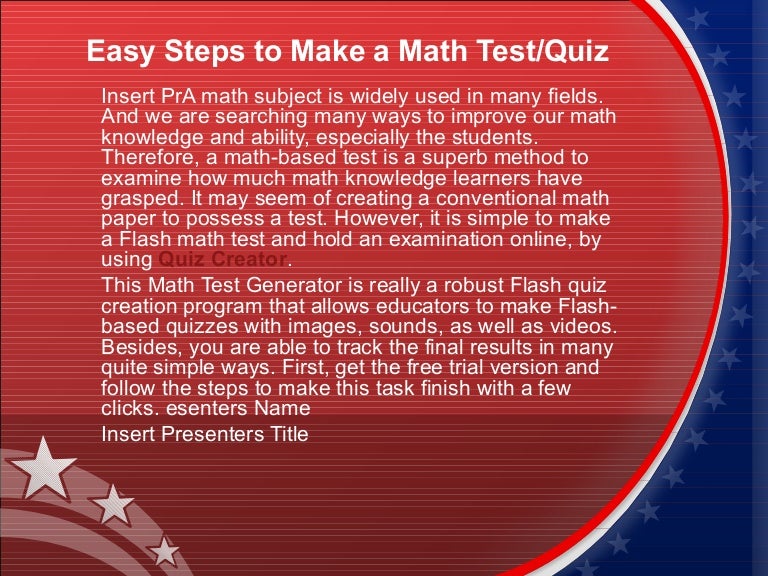 Easy steps to make a math test