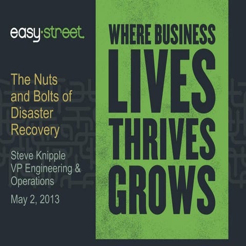 The Nuts and Bolts of Disaster Recovery