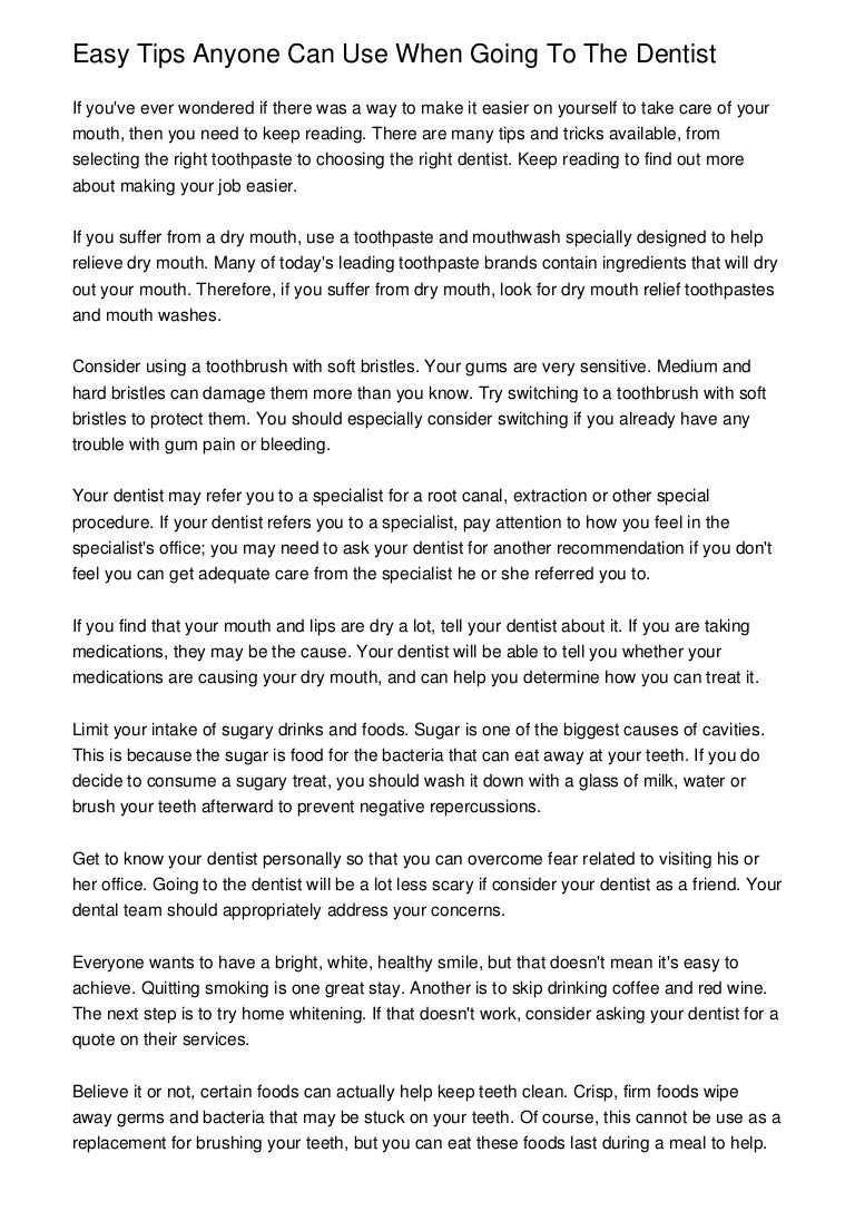 Easy Tips Anyone Can Use When Going To The Dentist