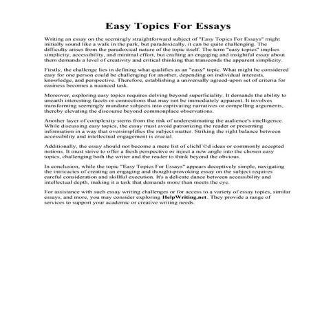 Easy Topics For Essays