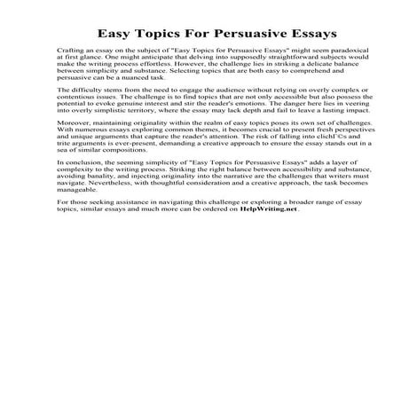 Easy Topics For Persuasive Essays.pdf