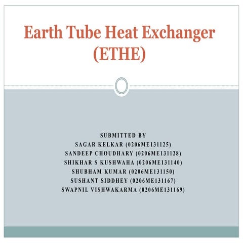 Earth Air Tube Heat Exchanger