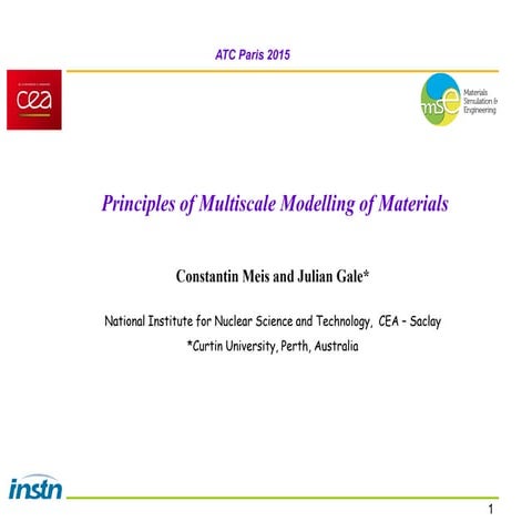 Principles of Multiscale Modelling of Materials  