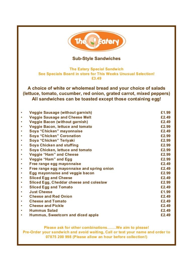 Eatery Menu