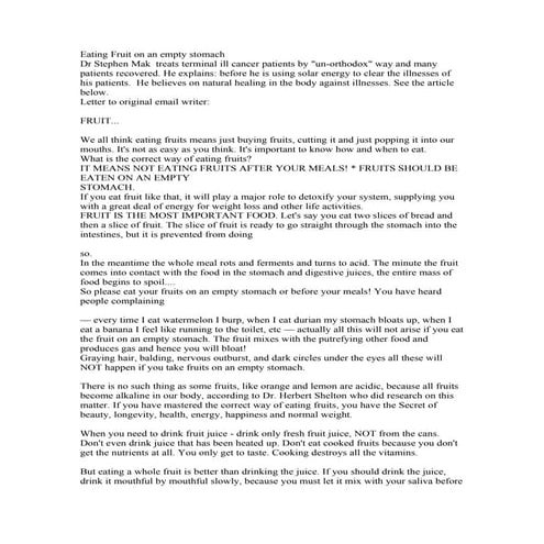 Eating  Fruit On An Empty Stomach