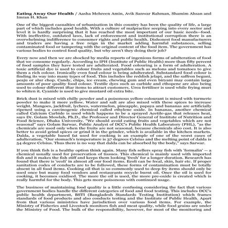 Eating away our health