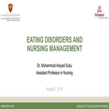 Eating disorders and nursing care