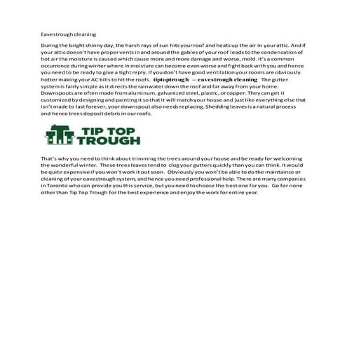 Eavestrough cleaning 